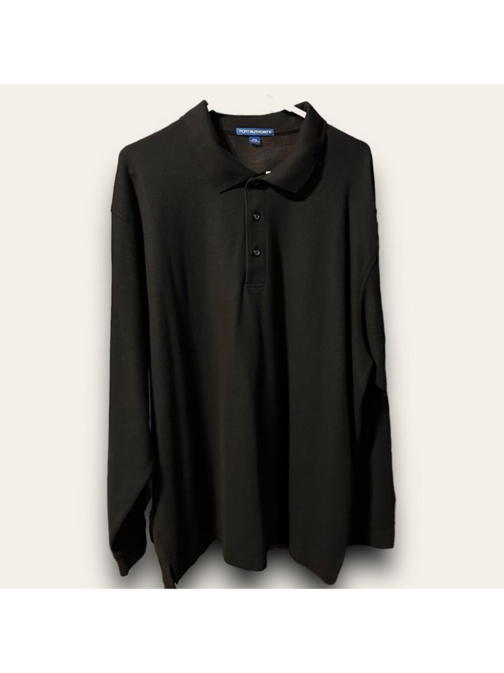 Port Authority Mens Black Long-Sleeve Polo Shirt 2XL